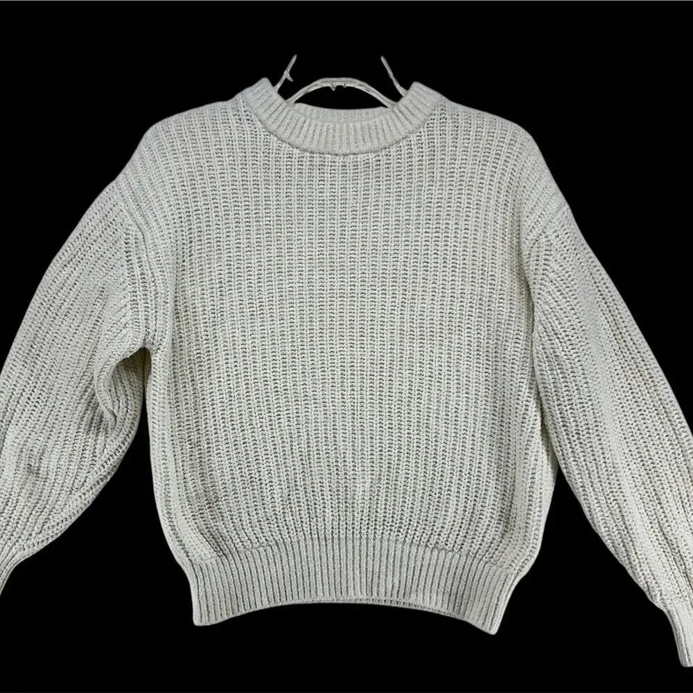 Wilfred Aritzia Off‎ White Ivory Crewneck Open Knit Sweater Womens Size M